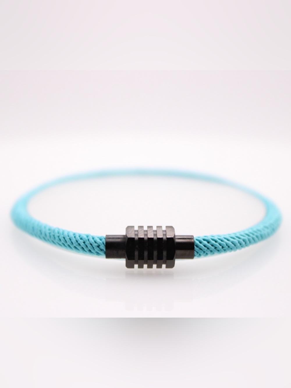 Men's Turquoise Braided Bracelet with Black Magnetic Clasp